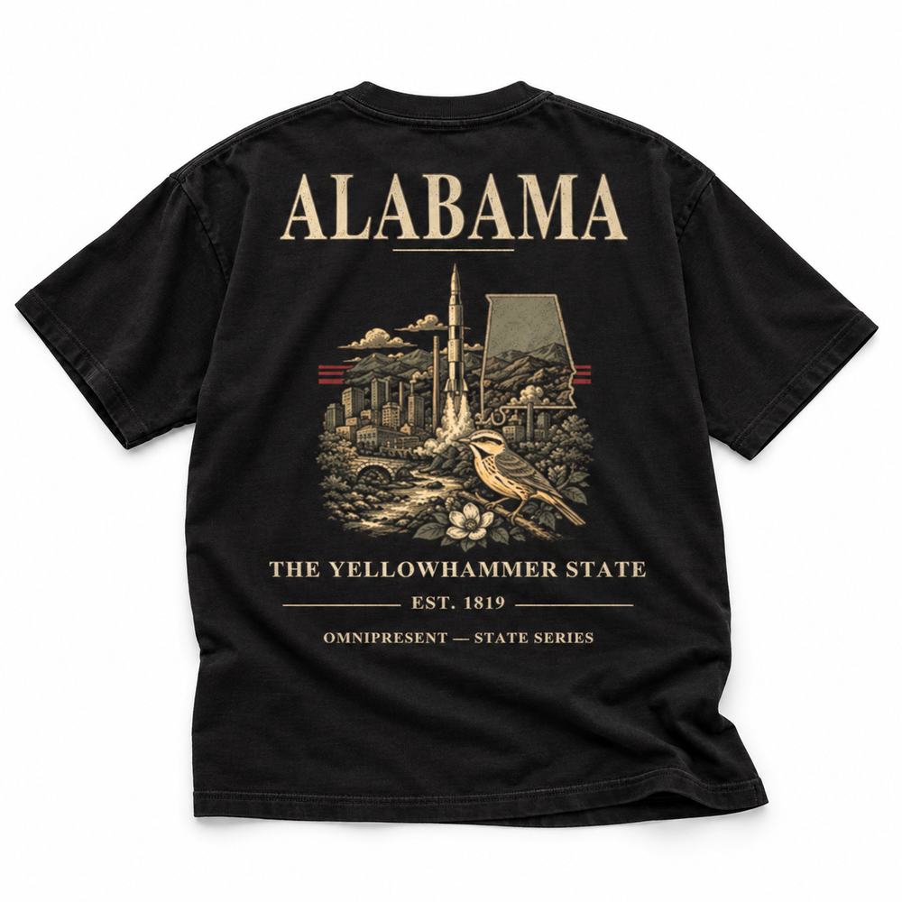 Alabama Edition T-Shirt — Black Back Flat Lay