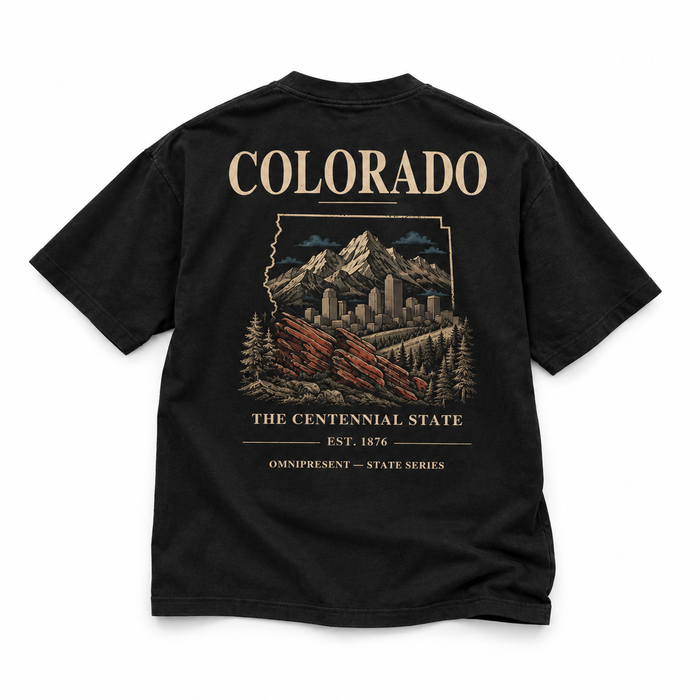 Colorado Edition T-Shirt — Black Back Flat Lay