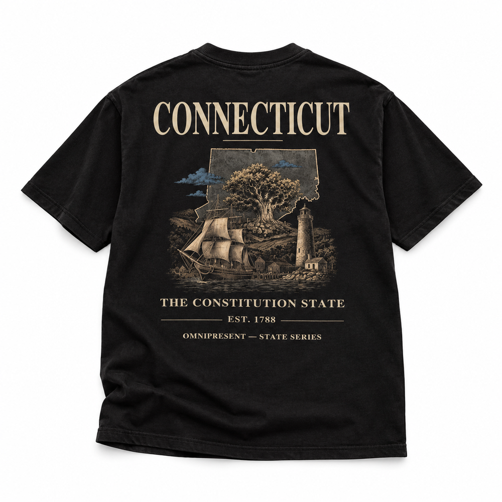 Connecticut Edition T-Shirt — Black Back Flat Lay