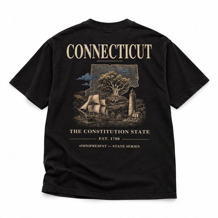 Connecticut Edition T-Shirt — Black Back Flat Lay