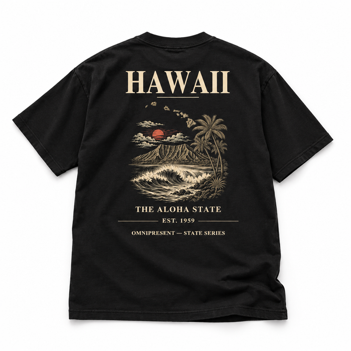 Hawaii Edition T-Shirt — Black Back Flat Lay