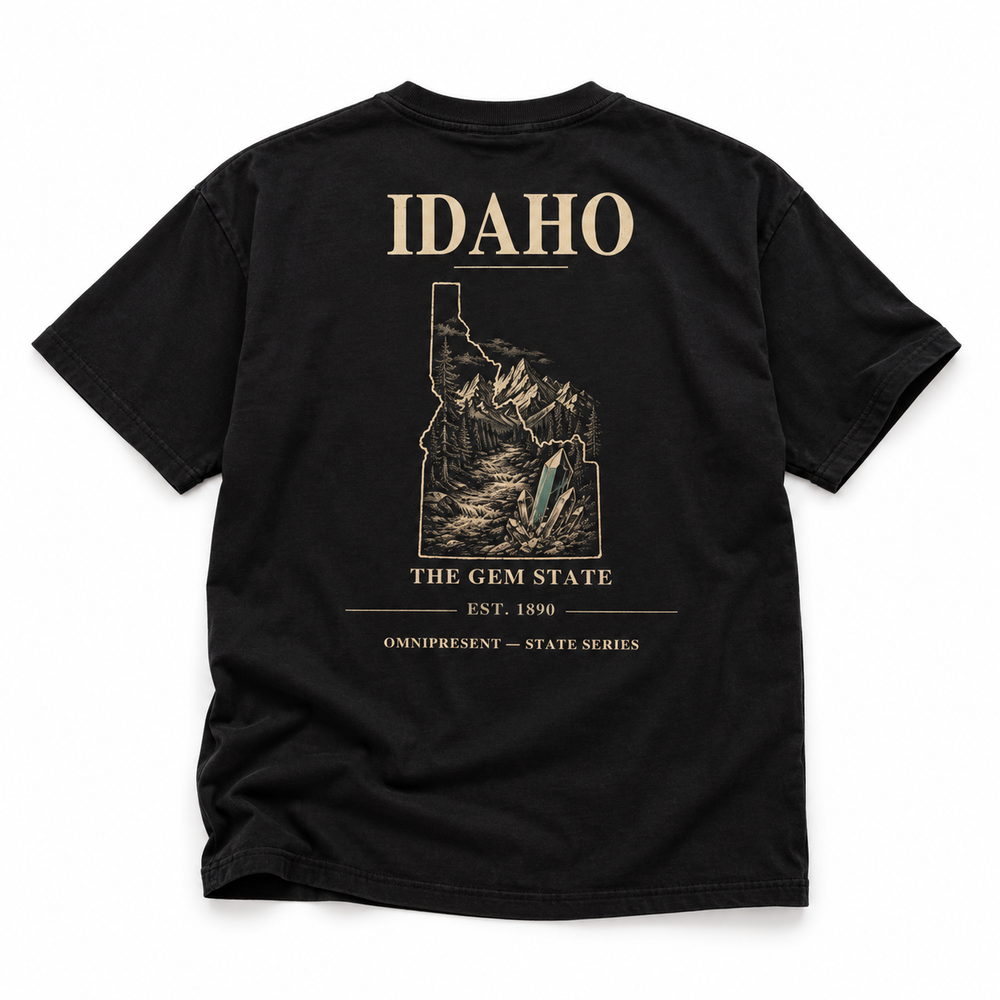 Idaho Edition T-Shirt — Black Back Flat Lay