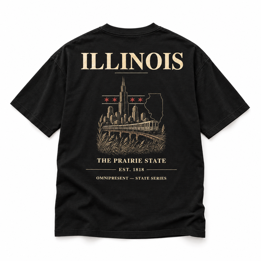 Illinois Edition T-Shirt — Black Back Flat Lay
