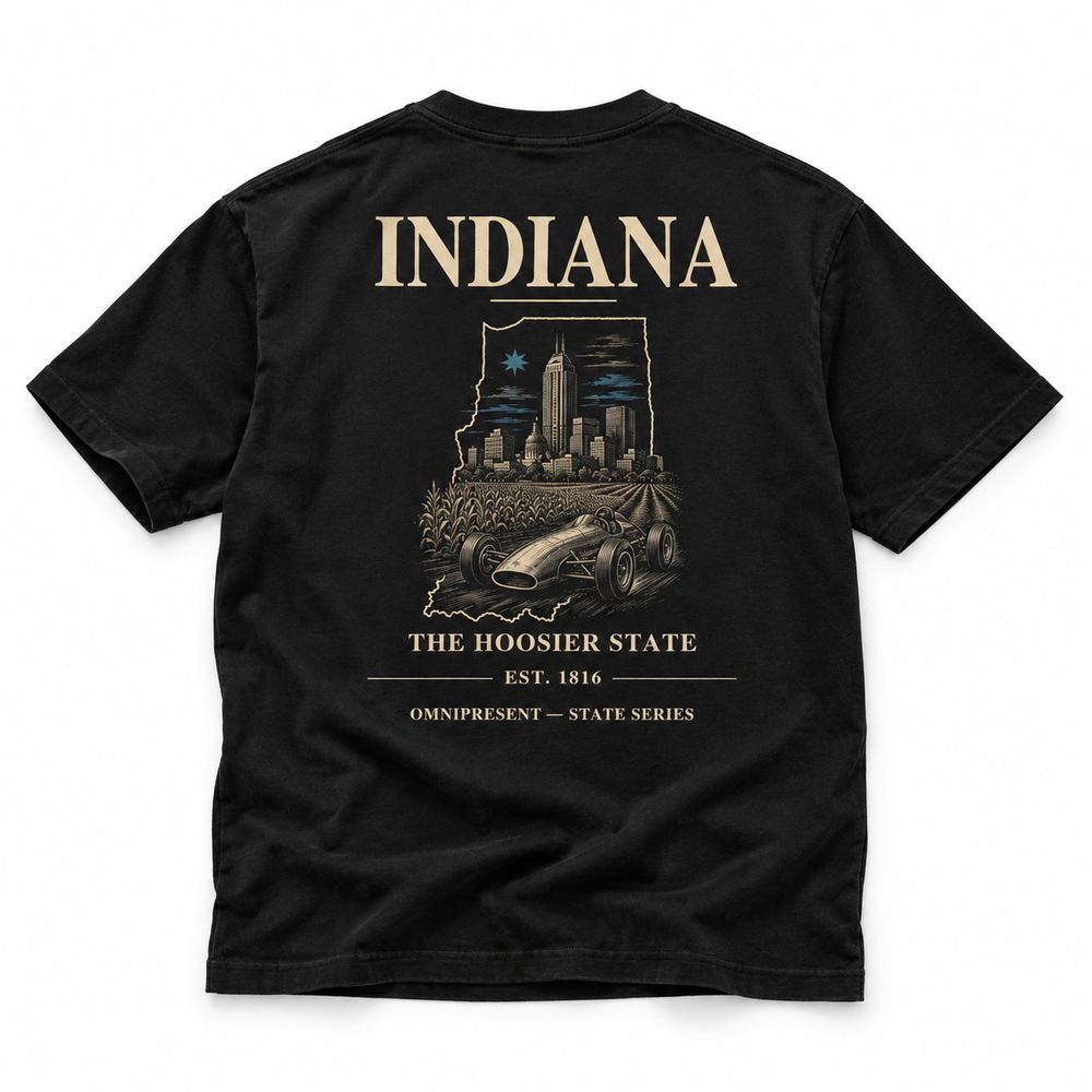 Indiana Edition T-Shirt — Black Back Flat Lay