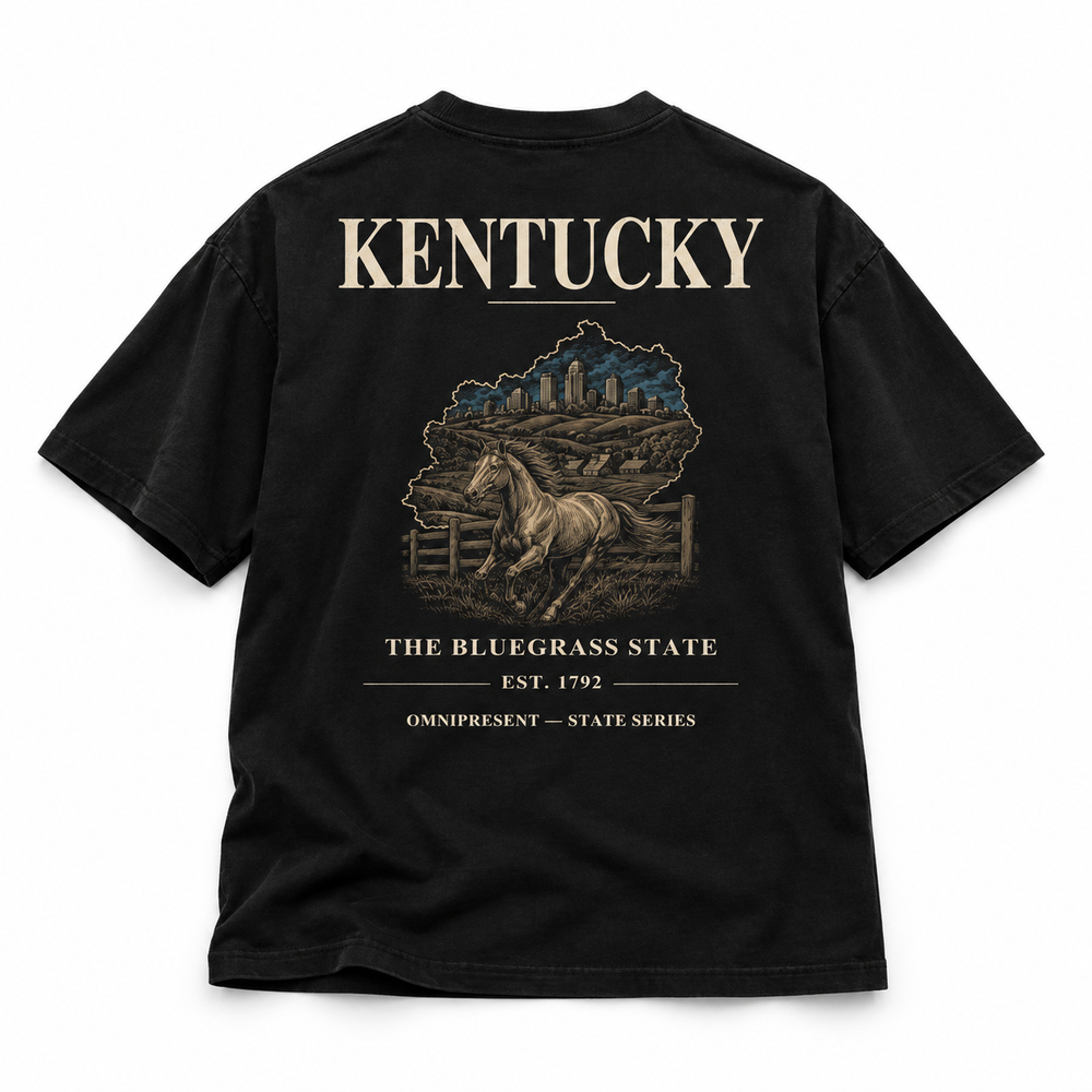 Kentucky Edition black T-Shirt back view on white background