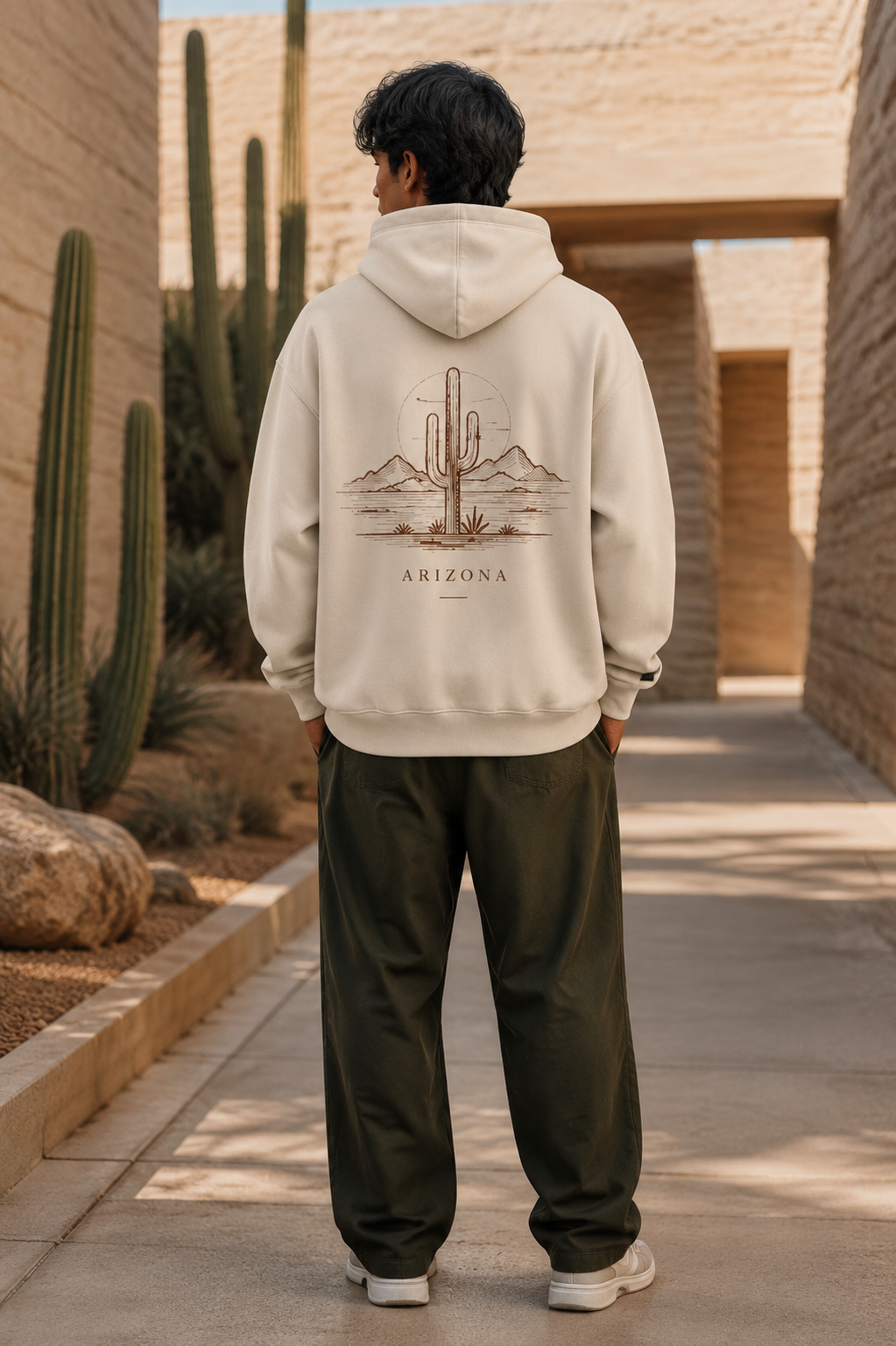 OMNIPRESENT Arizona Dunes beige hoodie back
