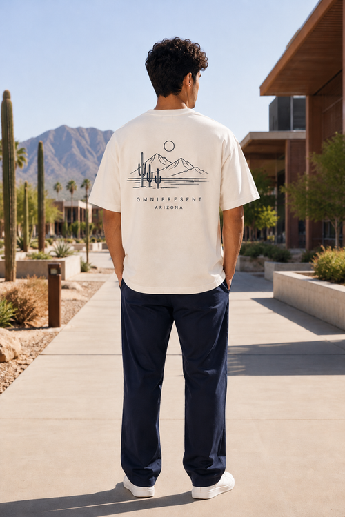 OMNIPRESENT Desert Horizon navy graphic T-shirt back