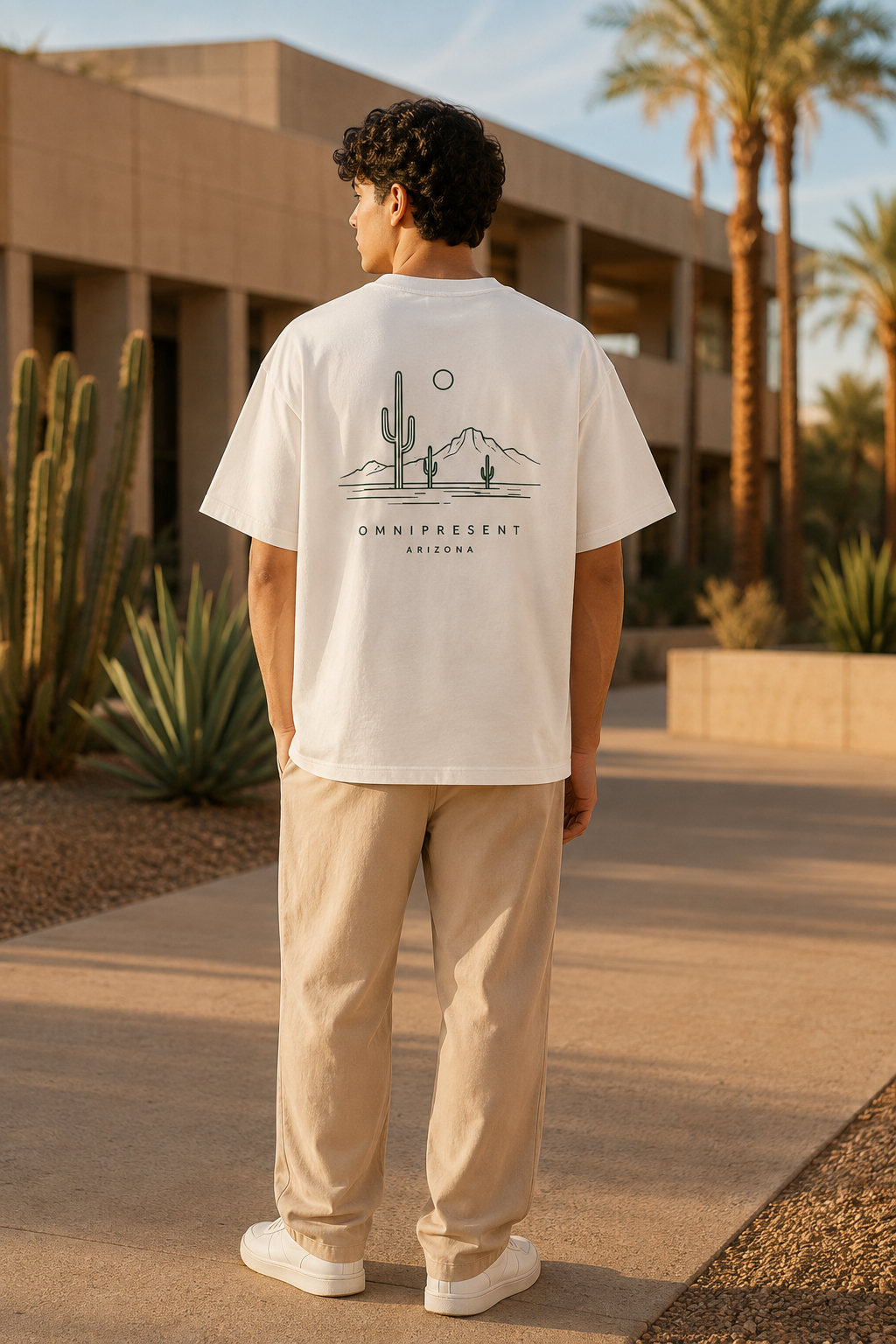 OMNIPRESENT Desert Origin green graphic T-shirt back